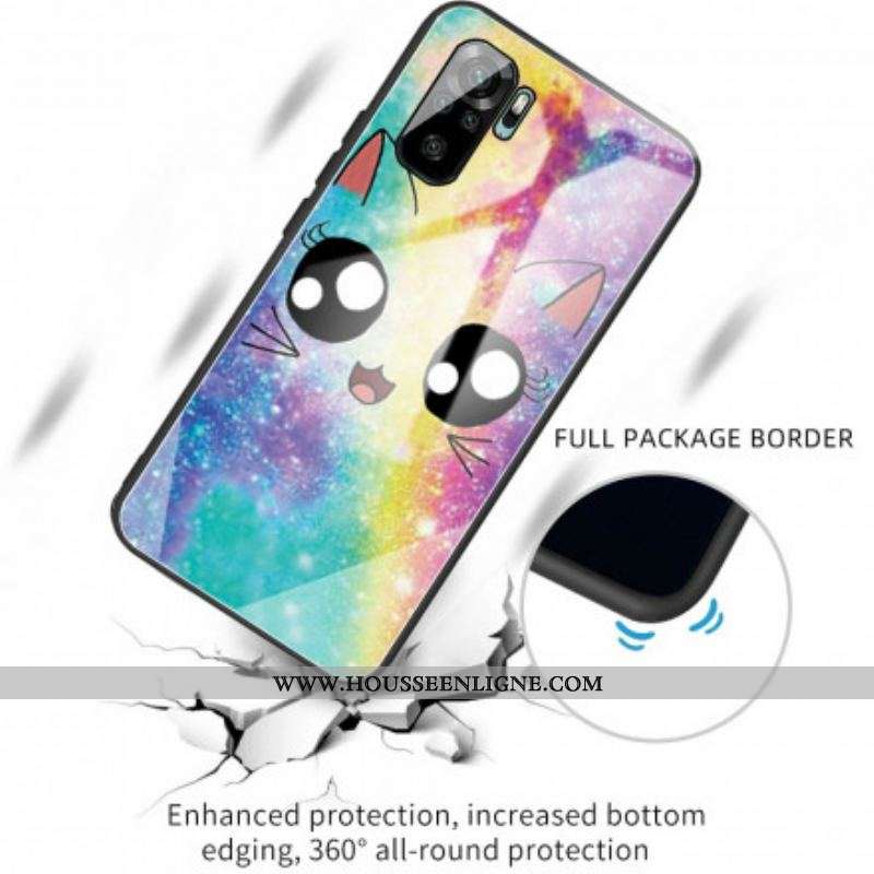 Coque Xiaomi Redmi Note 10/10S/Poco M5s Verre Trempé Chat