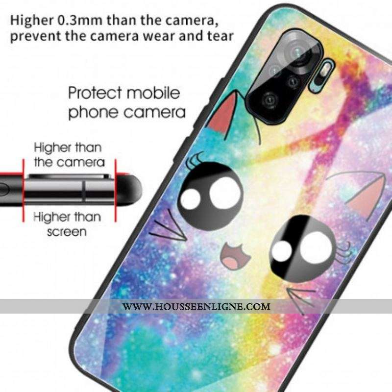 Coque Xiaomi Redmi Note 10/10S/Poco M5s Verre Trempé Chat