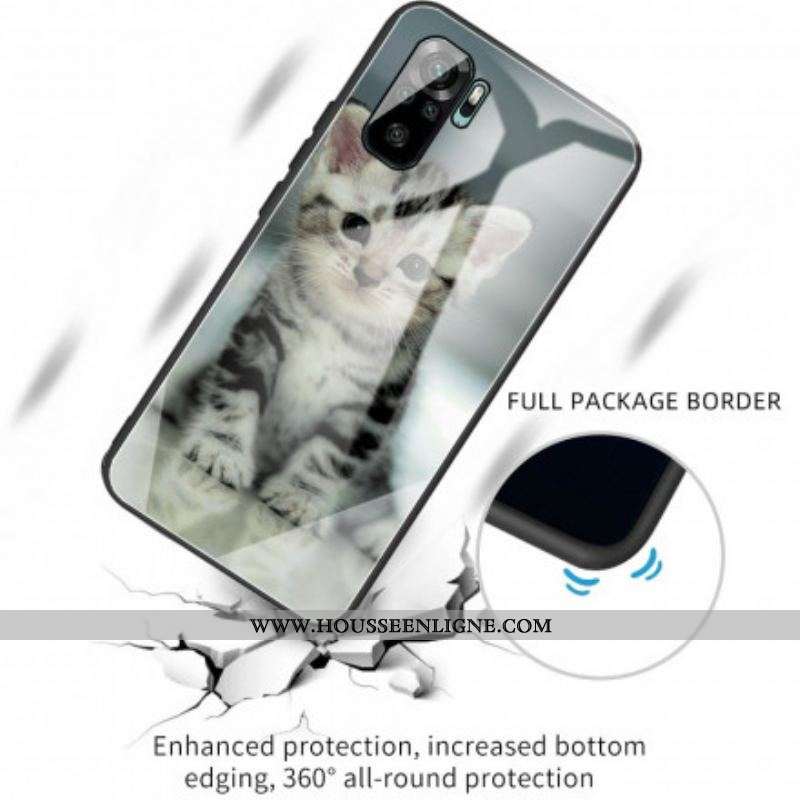 Coque Xiaomi Redmi Note 10/10S/Poco M5s Verre Trempé Chaton