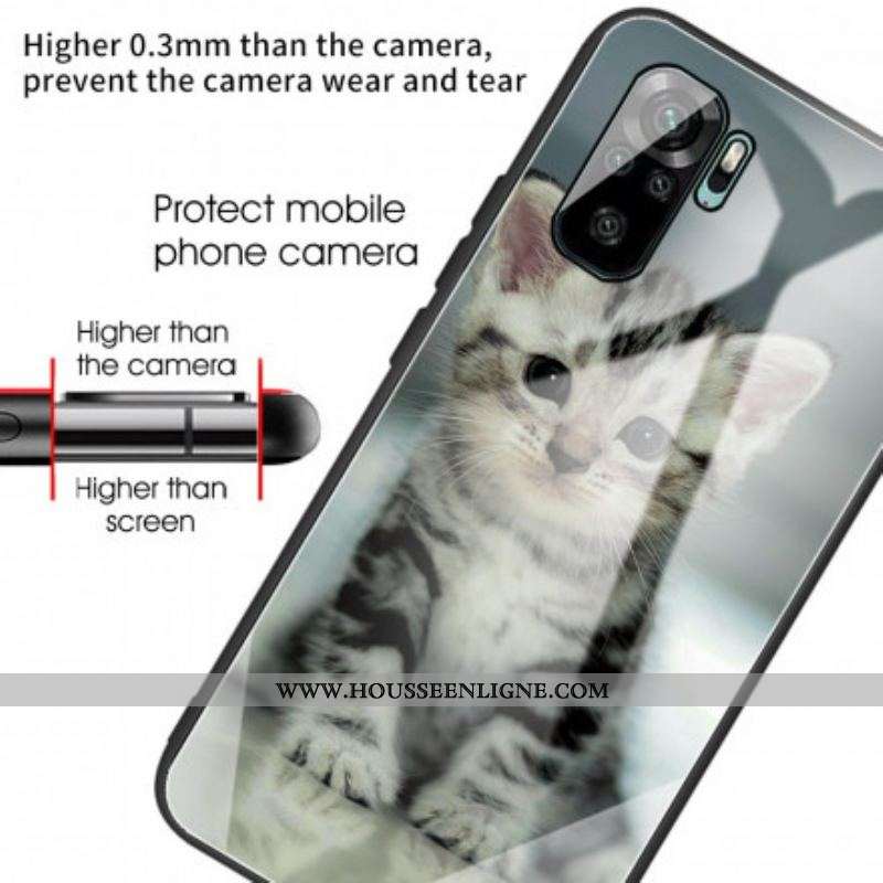 Coque Xiaomi Redmi Note 10/10S/Poco M5s Verre Trempé Chaton