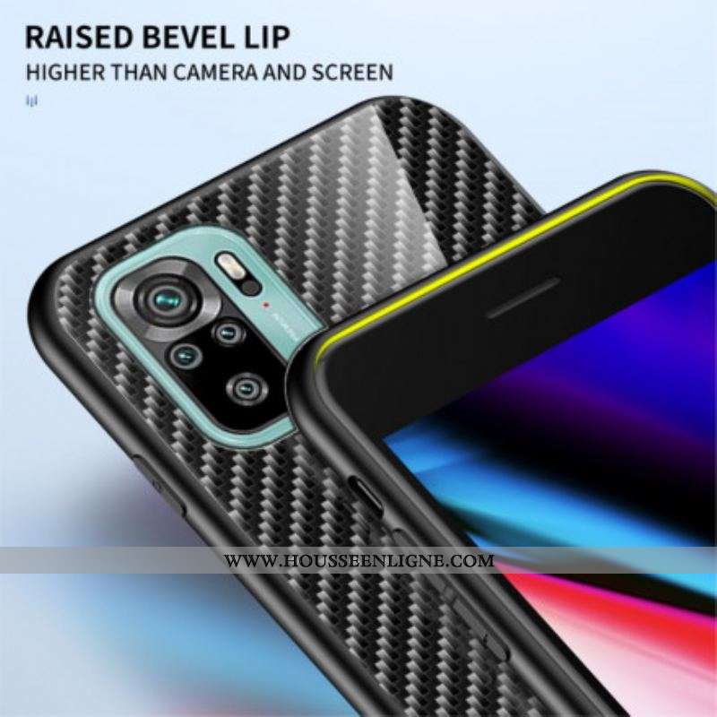 Coque Xiaomi Redmi Note 10/10S/Poco M5s Verre Trempé Fibre Carbone