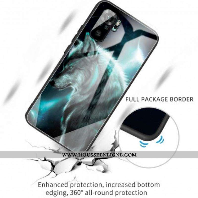 Coque Xiaomi Redmi Note 10/10S/Poco M5s Verre Trempé Loup