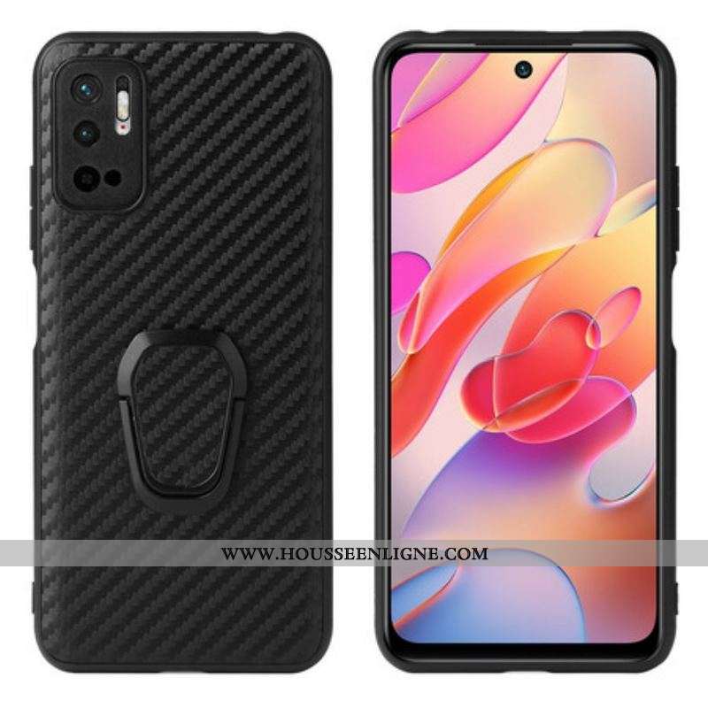 Coque Xiaomi Redmi Note 10 5G / Poco M3 Pro 5G Fibre Carbone Anneau-Support