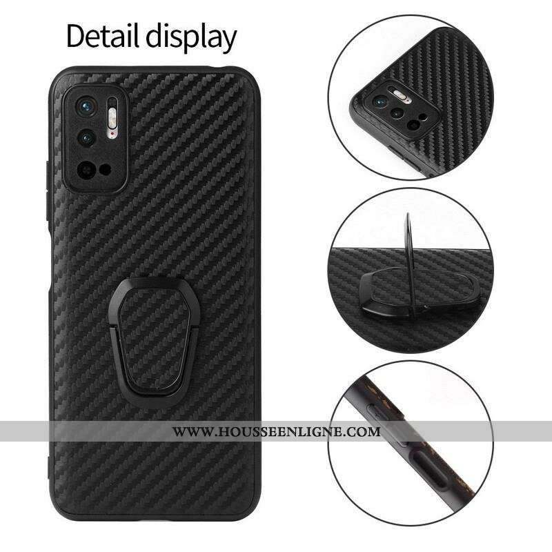 Coque Xiaomi Redmi Note 10 5G / Poco M3 Pro 5G Fibre Carbone Anneau-Support