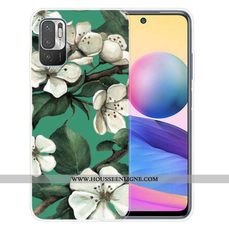 Coque Xiaomi Redmi Note 10 5G / Poco M3 Pro 5G Fleurs Blanches Peintes
