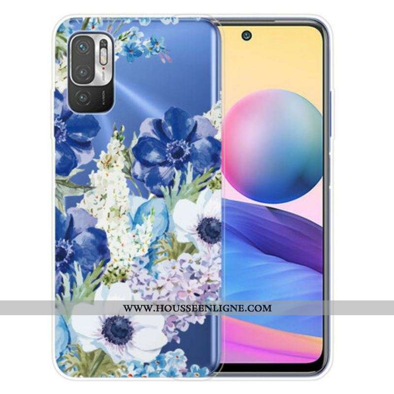 Coque Xiaomi Redmi Note 10 5G / Poco M3 Pro 5G Fleurs Bleues Aquarelle