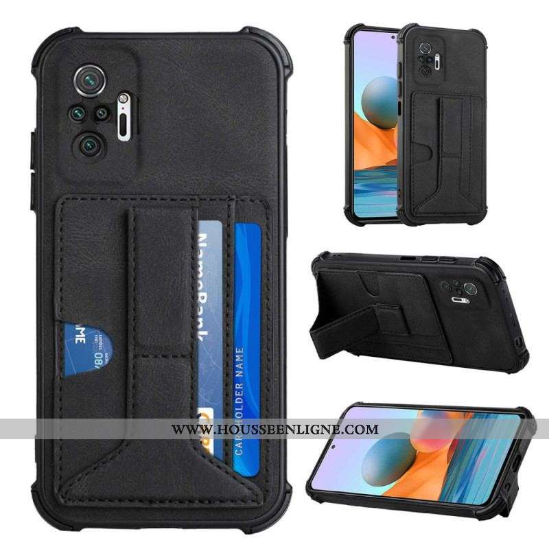 Coque Xiaomi Redmi Note 10 Pro Effet Cuir Avec Porte Cartes et Sangle