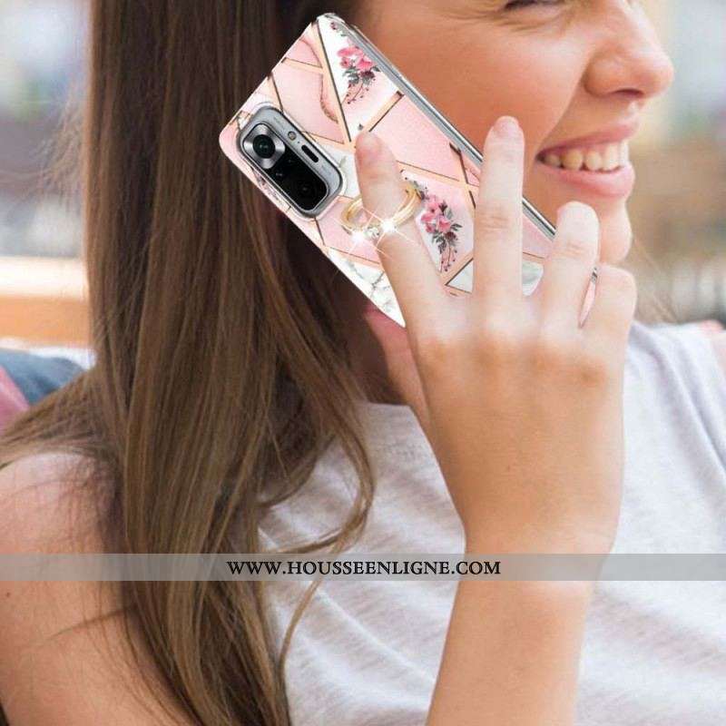 Coque Xiaomi Redmi Note 10 Pro Fleurs Anneau-Support