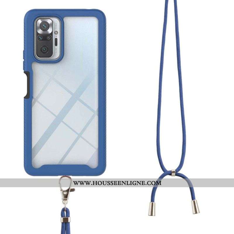 Coque Xiaomi Redmi Note 10 Pro Hybride avec Cordon et Contour Coloré