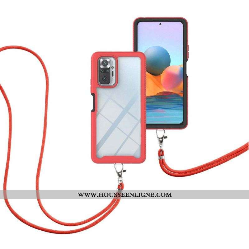 Coque Xiaomi Redmi Note 10 Pro Hybride avec Cordon et Contour Coloré