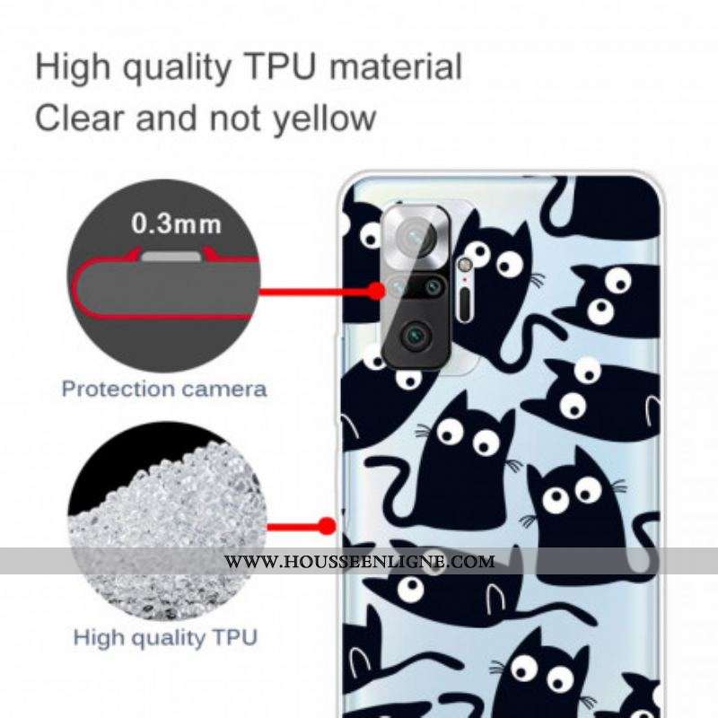 Coque Xiaomi Redmi Note 10 Pro Multiples Chats Noirs