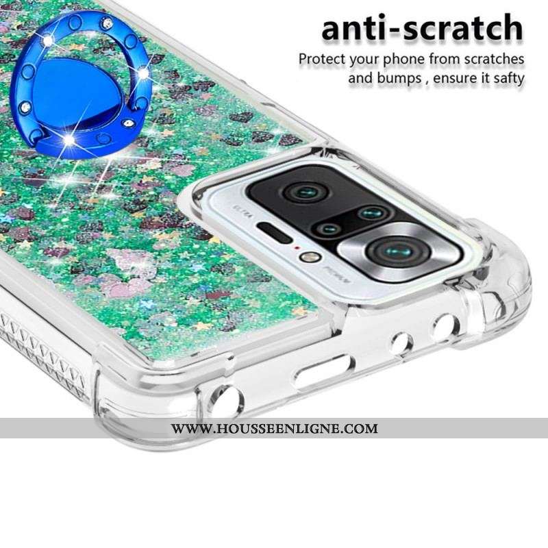 Coque Xiaomi Redmi Note 10 Pro Paillettes avec Anneau-Support