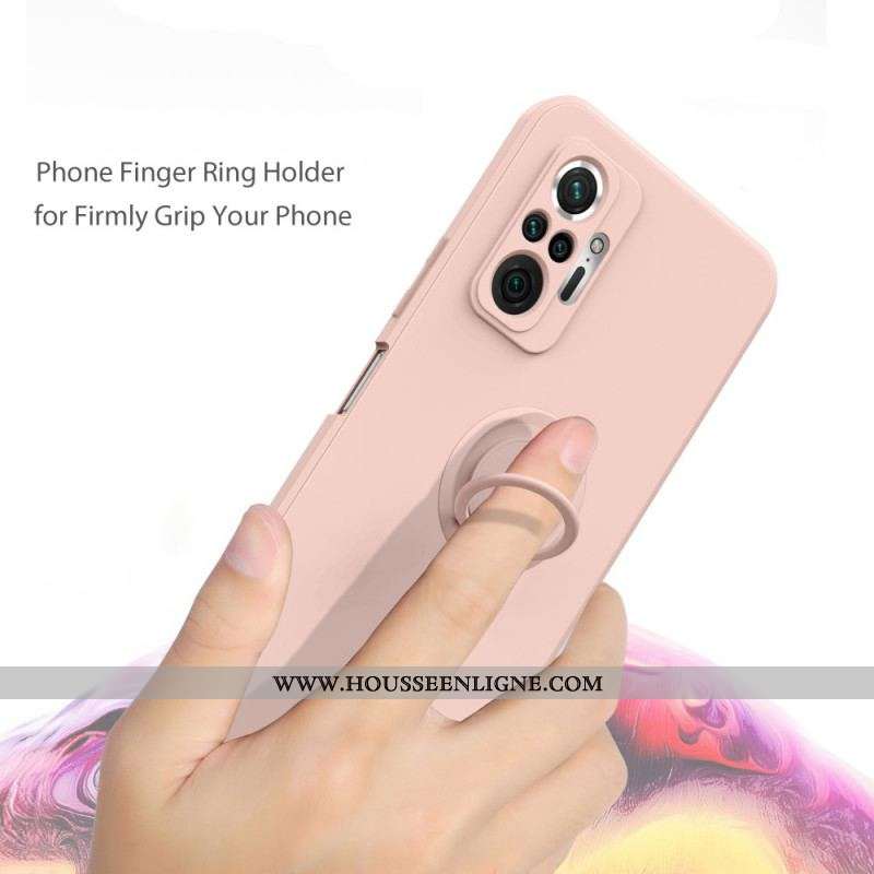 Coque Xiaomi Redmi Note 10 Pro Silicone Liquide Anneau et Lanière