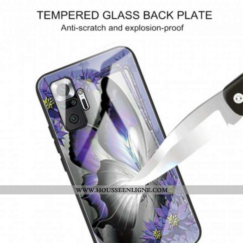 Coque Xiaomi Redmi Note 10 Pro Verre Trempé Papillon Violet