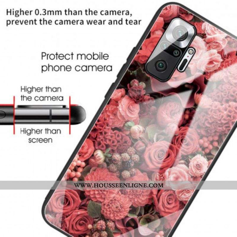 Coque Xiaomi Redmi Note 10 Pro Verre trempé Fleurs Roses