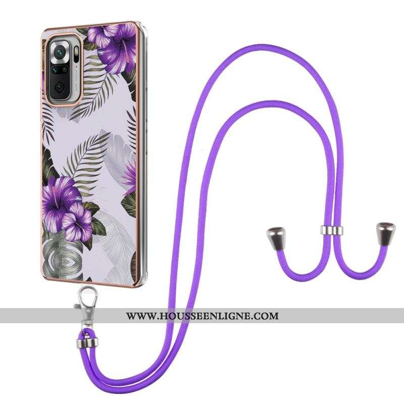 Coque Xiaomi Redmi Note 10 Pro à Cordon Marbre Motif Floral