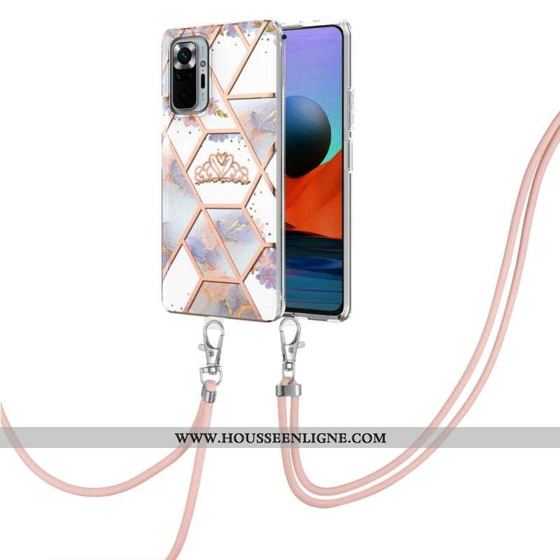Coque Xiaomi Redmi Note 10 Pro à Cordon Marbre Motif Floral