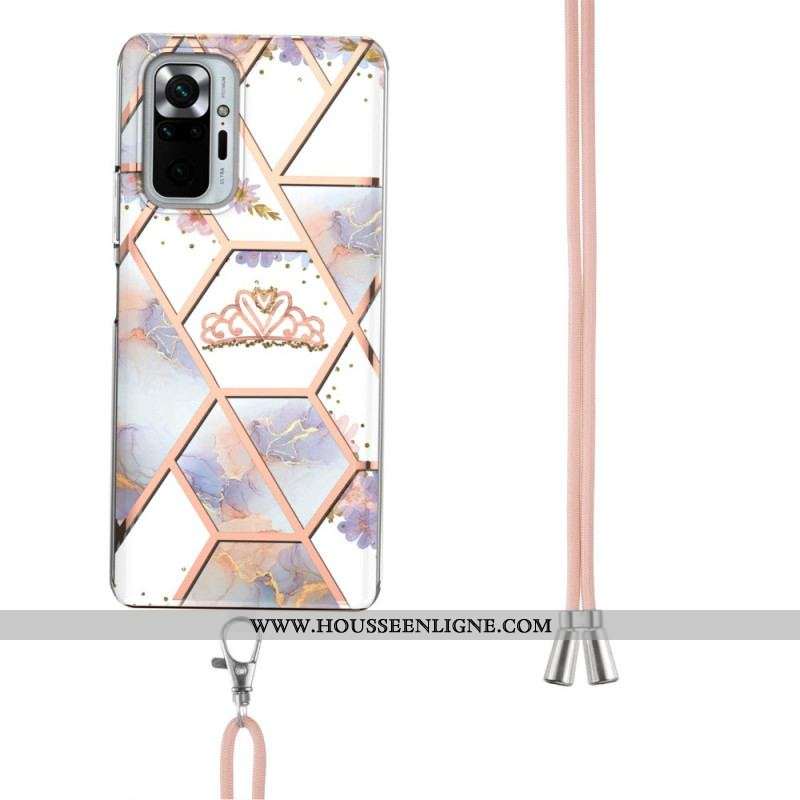 Coque Xiaomi Redmi Note 10 Pro à Cordon Marbre Motif Floral