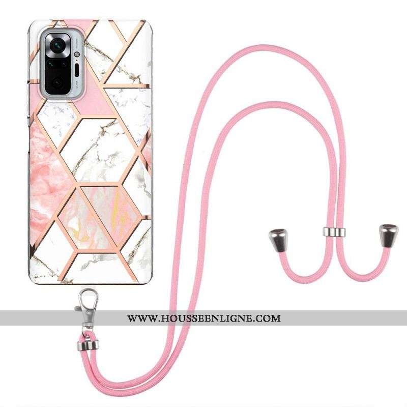 Coque Xiaomi Redmi Note 10 Pro à Cordon Marbre Premium