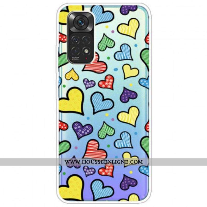 Coque Xiaomi Redmi Note 11 / 11s Coeurs Multicolors