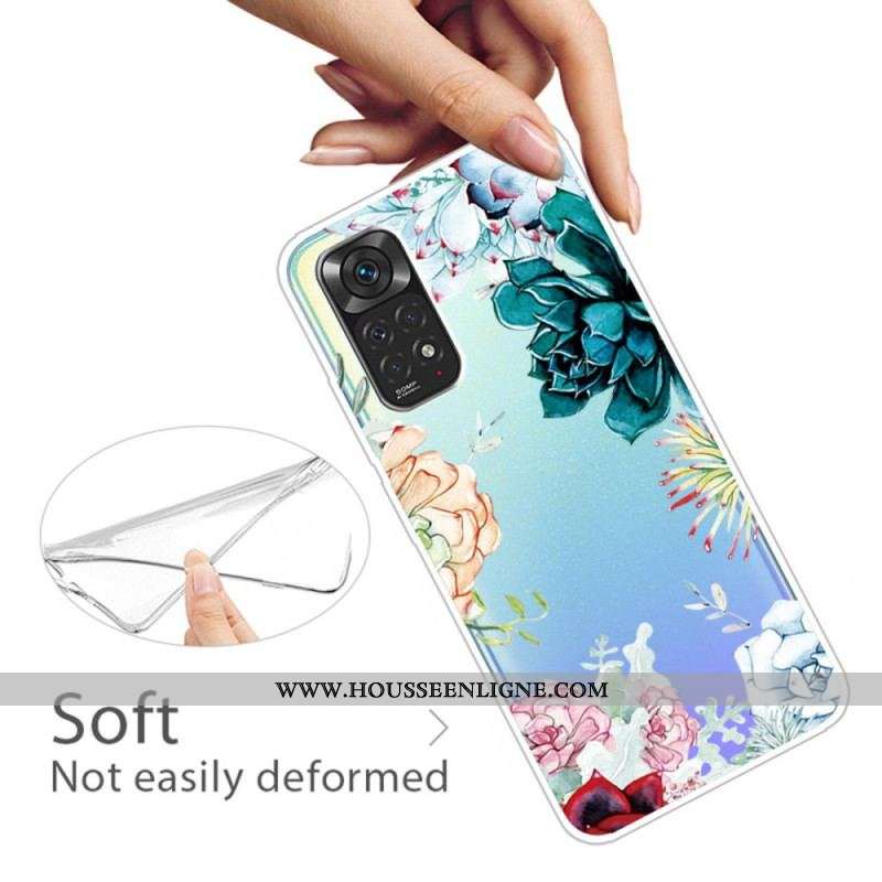 Coque Xiaomi Redmi Note 11 / 11s Transparente Fleurs Aquarelle