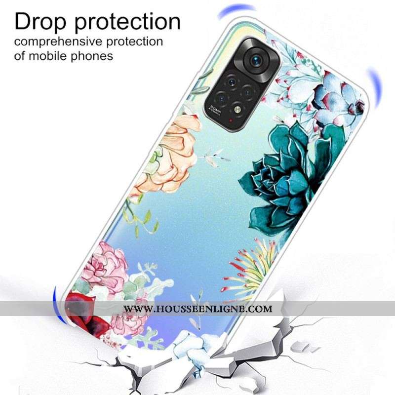 Coque Xiaomi Redmi Note 11 / 11s Transparente Fleurs Aquarelle