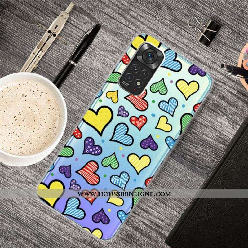 Coque Xiaomi Redmi Note 11 Pro /  Note 11 Pro 5G Coeurs Multicolores