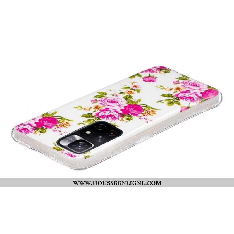 Coque Xiaomi Redmi Note 11 Pro Plus 5G Fleurs Liberty Fluorescente