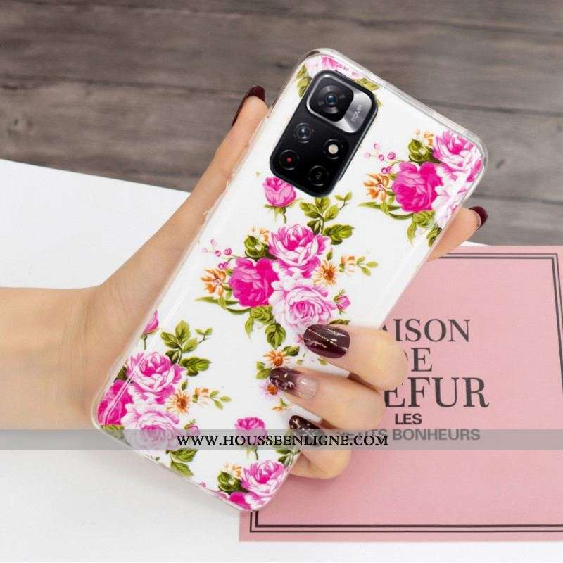Coque Xiaomi Redmi Note 11 Pro Plus 5G Fleurs Liberty Fluorescente