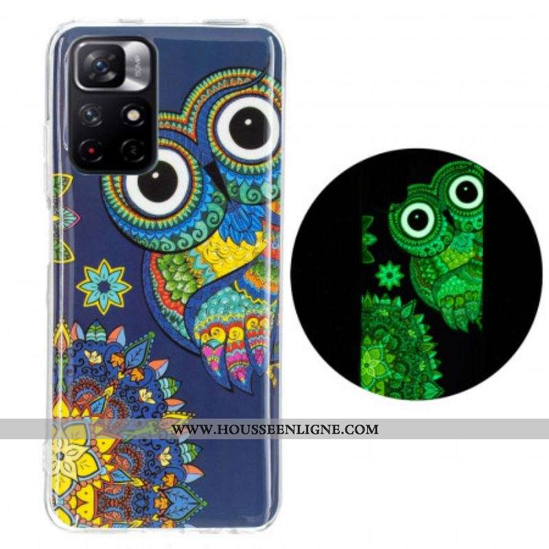 Coque Xiaomi Redmi Note 11 Pro Plus 5G Hibou Mandala Fluorescente