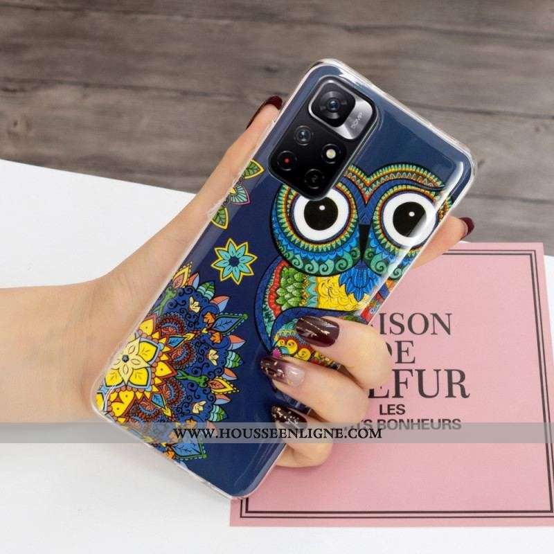 Coque Xiaomi Redmi Note 11 Pro Plus 5G Hibou Mandala Fluorescente