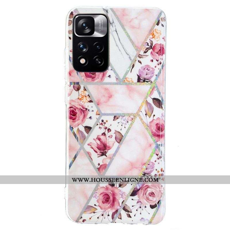 Coque Xiaomi Redmi Note 11 Pro Plus 5G Marbrée Fleurs