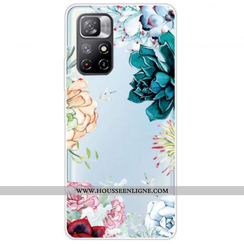 Coque Xiaomi Redmi Note 11 Pro Plus 5G Transparente Fleurs Aquarelle