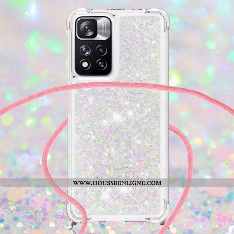 Coque Xiaomi Redmi Note 11 Pro Plus 5G à Cordon Paillettes Design