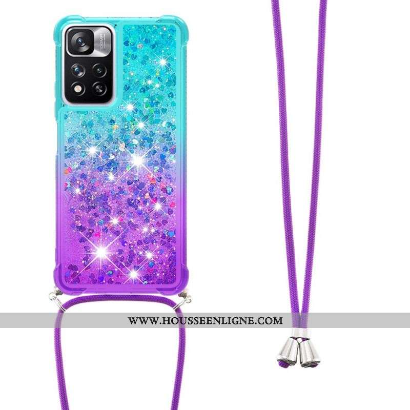 Coque Xiaomi Redmi Note 11 Pro Plus 5G à Cordon Silicone Paillettes