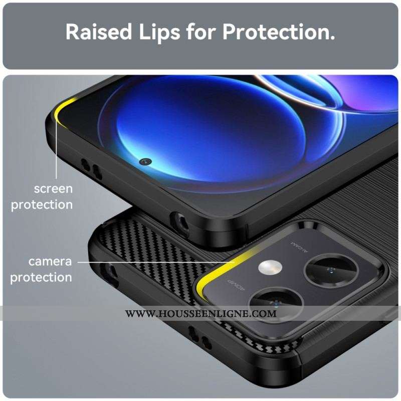 Coque Xiaomi Redmi Note 12/Poco X5 5G Fibre Carbone Brossée