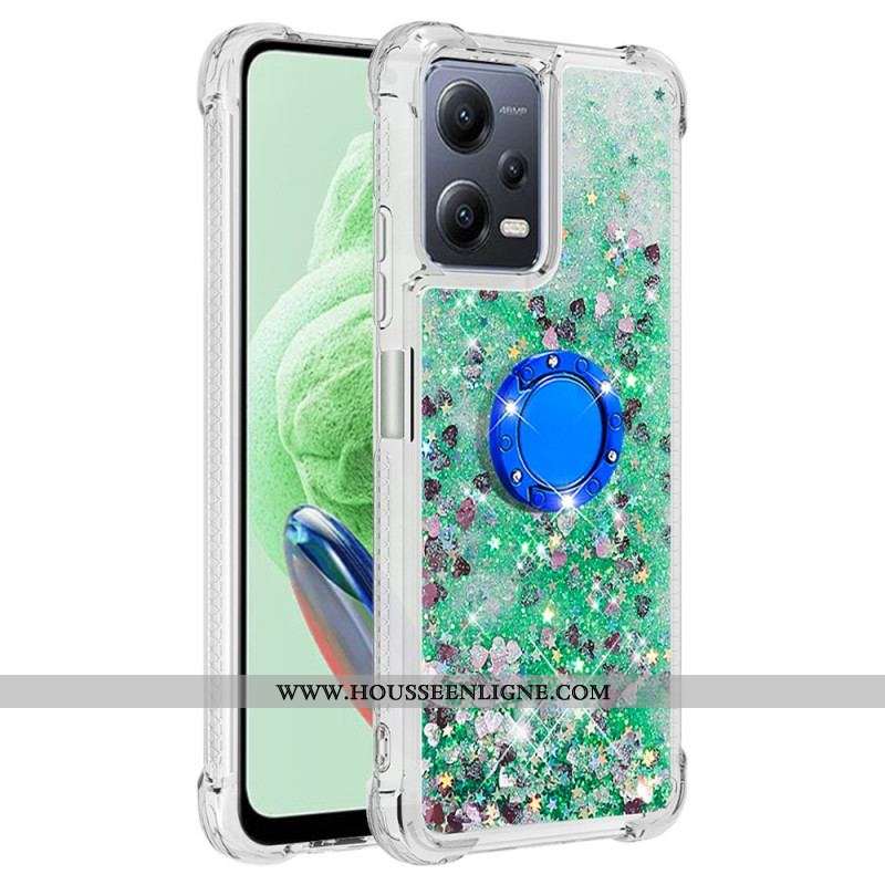 Coque Xiaomi Redmi Note 12/Poco X5 5G Paillettes Colorées Anneau-Support