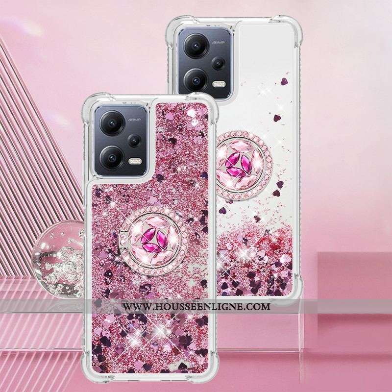 Coque Xiaomi Redmi Note 12/Poco X5 5G Paillettes Colorées Anneau-Support