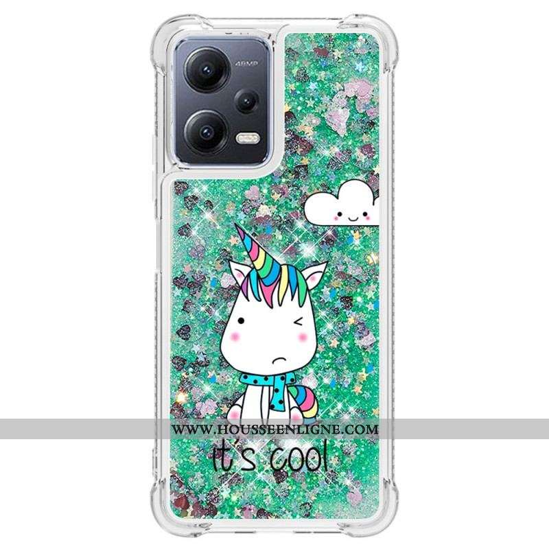 Coque Xiaomi Redmi Note 12/Poco X5 5G Paillettes Licornes