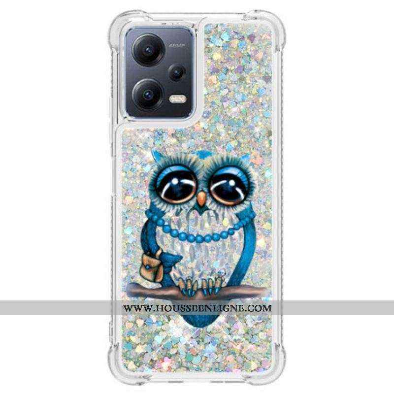 Coque Xiaomi Redmi Note 12/Poco X5 5G Paillettes Miss Hibou