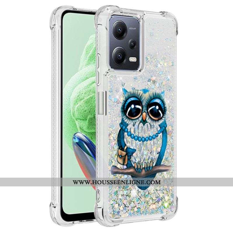 Coque Xiaomi Redmi Note 12/Poco X5 5G Paillettes Miss Hibou