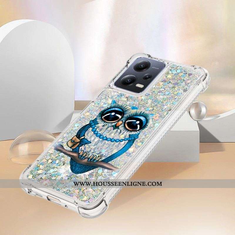 Coque Xiaomi Redmi Note 12/Poco X5 5G Paillettes Miss Hibou