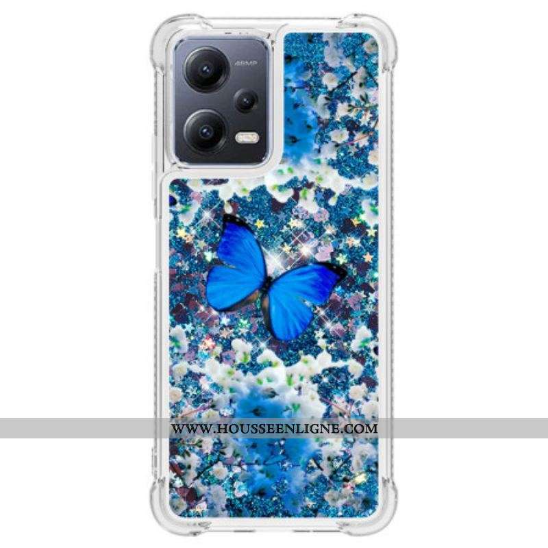 Coque Xiaomi Redmi Note 12/Poco X5 5G Paillettes Papillons