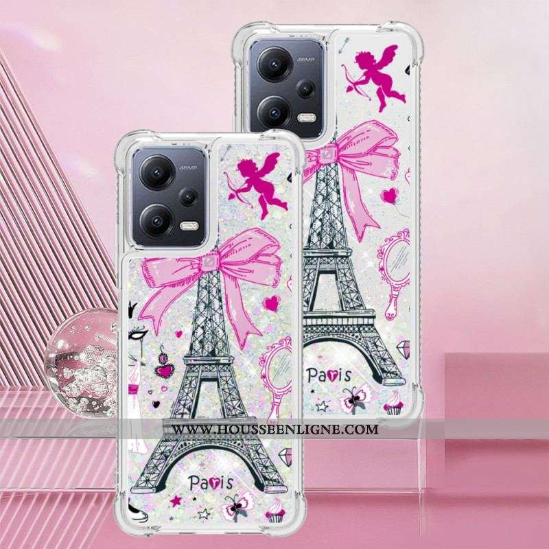 Coque Xiaomi Redmi Note 12/Poco X5 5G Paillettes Tour Eiffel