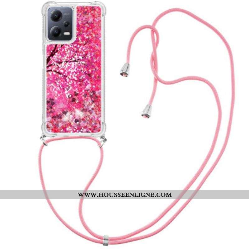 Coque Xiaomi Redmi Note 12/Poco X5 5G à Cordon Paillettes Arbre