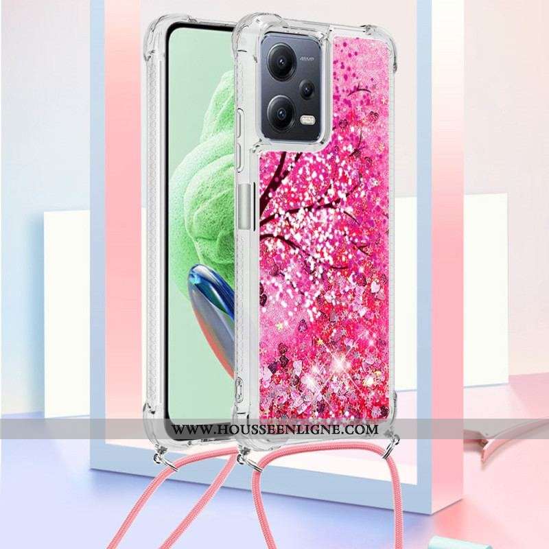 Coque Xiaomi Redmi Note 12/Poco X5 5G à Cordon Paillettes Arbre