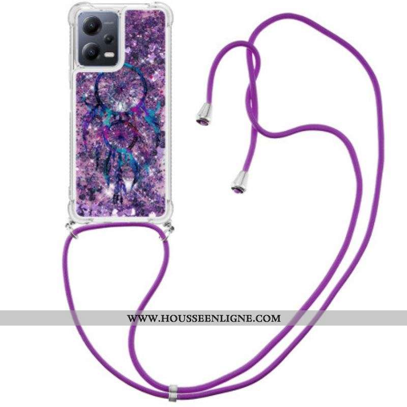 Coque Xiaomi Redmi Note 12/Poco X5 5G à Cordon Paillettes Attrape Rêves