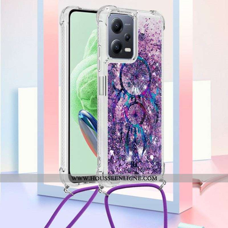 Coque Xiaomi Redmi Note 12/Poco X5 5G à Cordon Paillettes Attrape Rêves