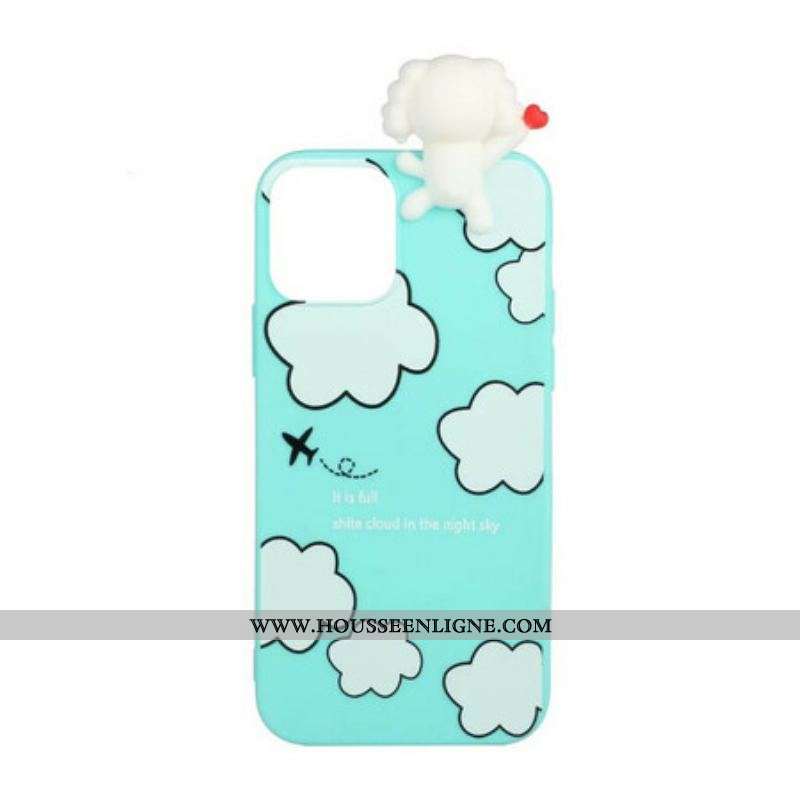 Coque iPhone 13 Mini 3D Chien dans les Nuages