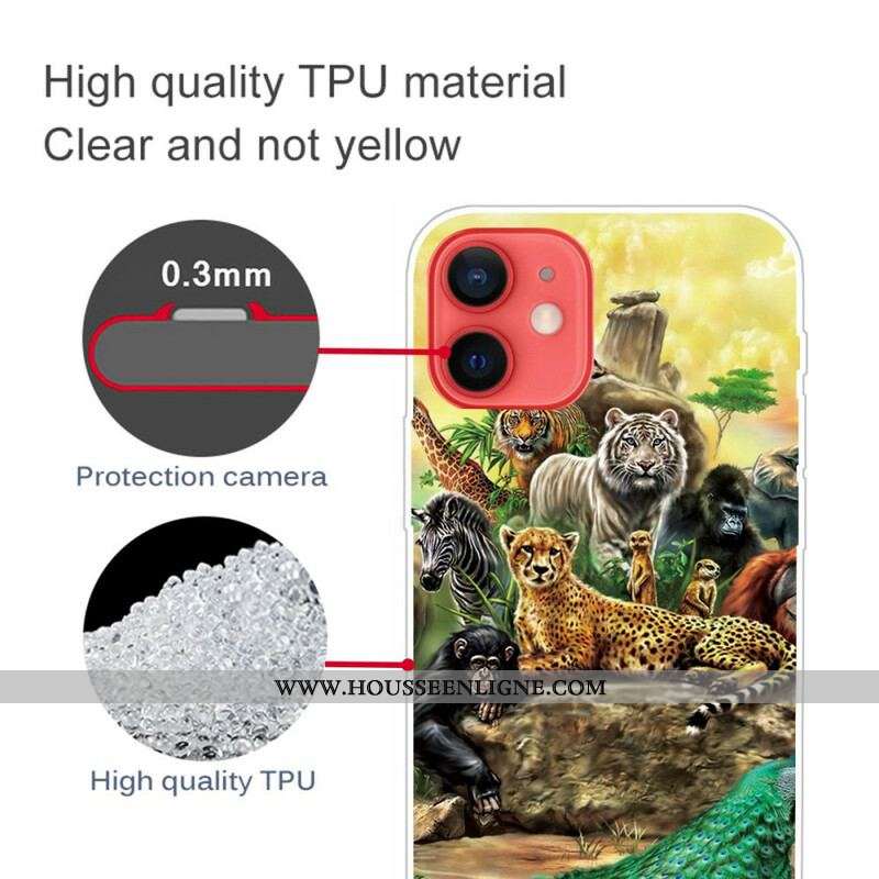Coque iPhone 13 Mini Animaux Safari